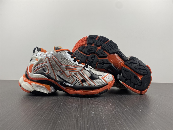 blcg runner sneaker in white, orange and black mesh and nylon blc52001