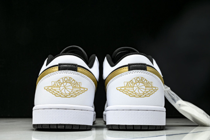 AIR Jordan 1 Low White Black Metallic Gold Swoosh 553558-172
