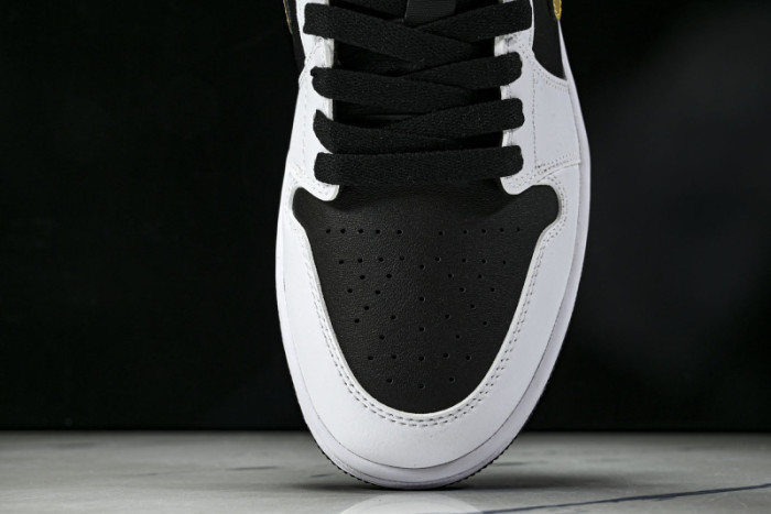 AIR Jordan 1 Low White Black Metallic Gold Swoosh 553558-172