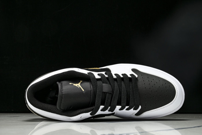 AIR Jordan 1 Low White Black Metallic Gold Swoosh 553558-172