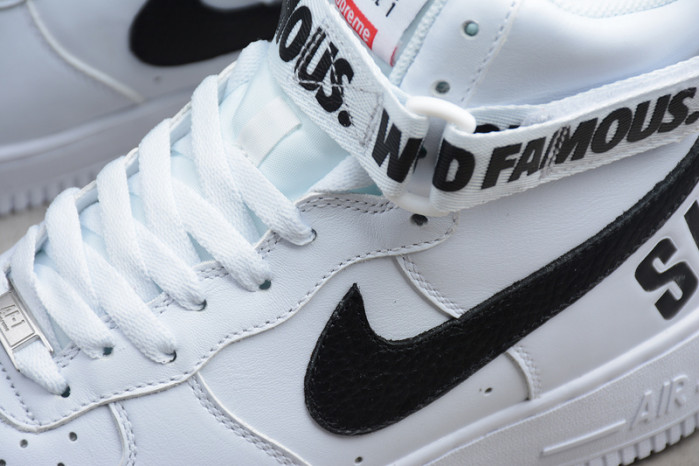 NIKE SUPREME AIR FORCE 1 ONE HIGH HI WHITE WORLD FAMOUS 698696-100